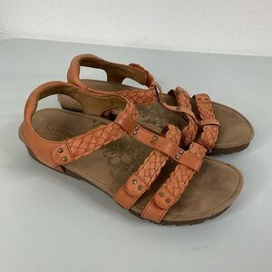 Aetrex Reese Braided‎ Leather Strappy Sandals Size 9